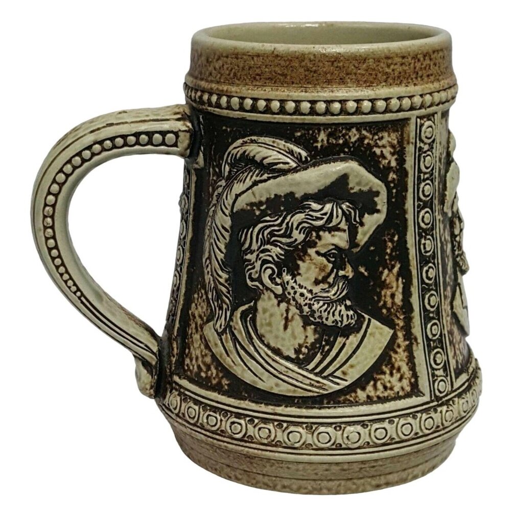 Gerz German Beer Stein Historical Portraits West Germany Tan Brown